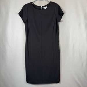 CHICOS Black Short Sleeve Dress Round Neck Zipper Goth Corporate Size 1 / 8 / M